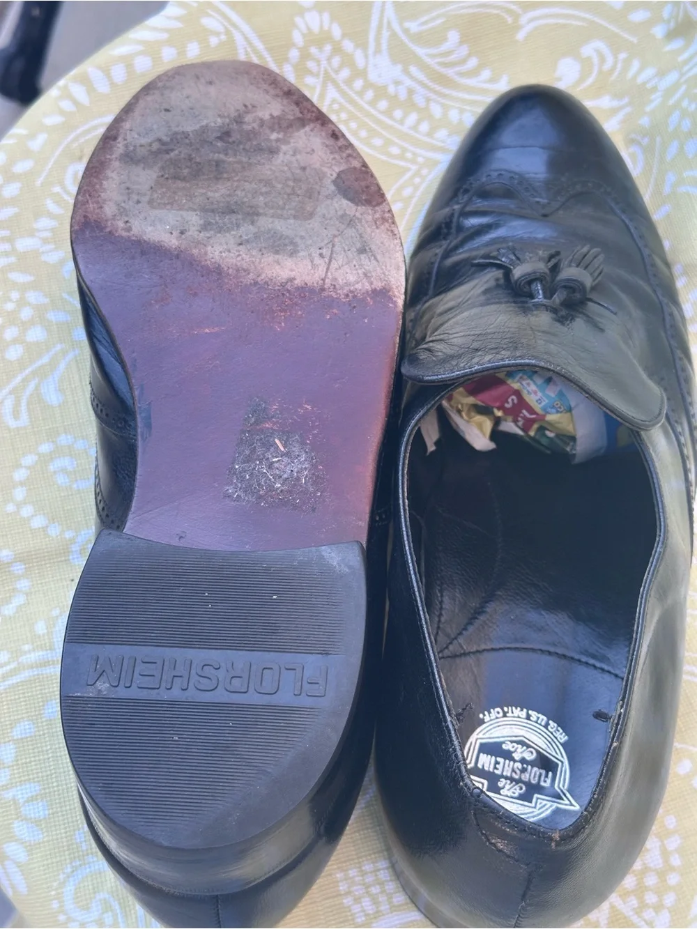 Florsheim VTG Black Leather Tassel Loafers